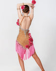 3D Roses Fringe Crystalline Latin Dress Latin/Rhythm