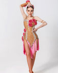 3D Roses Fringe Crystalline Latin Dress Latin/Rhythm