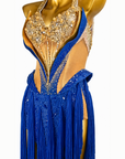 Fully Golden Crystals and Pearls Fringe Dress Latin/Rhythm