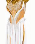 Fully Golden Crystals and Pearls Fringe Dress Latin/Rhythm