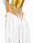 Fully Golden Crystals and Pearls Fringe Dress Latin/Rhythm