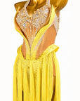 Fully Golden Crystals and Pearls Fringe Dress Latin/Rhythm
