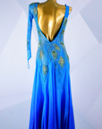 Crystalline Peacock Gradient Chiffon Skirt American Smooth Dress Standard/Smooth