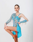 One-shoulder Crystalline Beaded Fringe Latin Dress Latin/Rhythm
