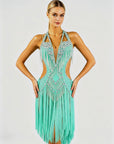 Crystalline Beaded&Fringe Latin Dress Latin/Rhythm