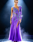 Crystalline Peacock Gradient Chiffon Skirt American Smooth Dress Standard/Smooth