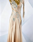 Crystalline Peacock Gradient Chiffon Skirt American Smooth Dress Standard/Smooth