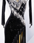Glitter velvet (or Metallic Lycra) with Champagne Crystal Embellishments Latin/Rhythm