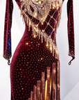 Glitter velvet (or Metallic Lycra) with Champagne Crystal Embellishments Latin/Rhythm
