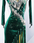 Glitter velvet (or Metallic Lycra) with Champagne Crystal Embellishments Latin/Rhythm