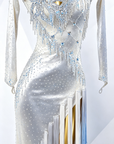 Glitter velvet (or Metallic Lycra) with Champagne Crystal Embellishments Latin/Rhythm