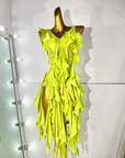 Crystalline Ruffled Lace Smooth Dress Standard/Smooth