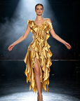 Crystalline Ruffled Lace Smooth Dress Standard/Smooth