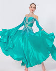 Long - sleeves Crystalline Pearl Ballroom Dress Standard/Smooth