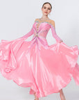 Long - sleeves Crystalline Pearl Ballroom Dress Standard/Smooth
