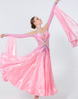 Long - sleeves Crystalline Pearl Ballroom Dress Standard/Smooth