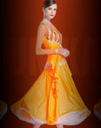 Long Sleeves Flame Crystal Ballroom Standard Dress Standard/Smooth