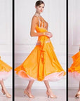 Long Sleeves Flame Crystal Ballroom Standard Dress Standard/Smooth