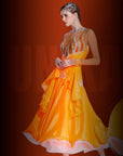 Long Sleeves Flame Crystal Ballroom Standard Dress Standard/Smooth