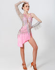One-shoulder Crystalline Beaded Fringe Latin Dress Latin/Rhythm