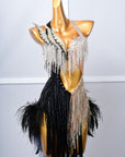 Crystalline Beaded Ostrich Feather Latin Dress Latin/Rhythm 