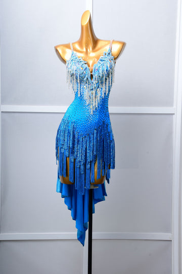 Chrisanne Lustre Lycra Crystalline Beaded Latin Dress Latin/Rhythm # L5057