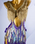 Colorful Beaded Paillette and Fringe Latin Dress  Latin/Rhythm  