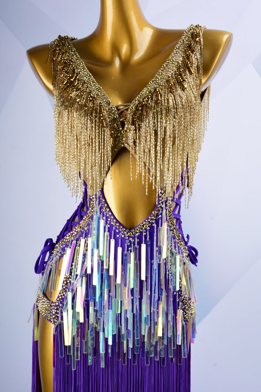 Colorful Beaded Paillette and Fringe Latin Dress  Latin/Rhythm  # L6003