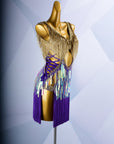 Colorful Beaded Paillette and Fringe Latin Dress  Latin/Rhythm  