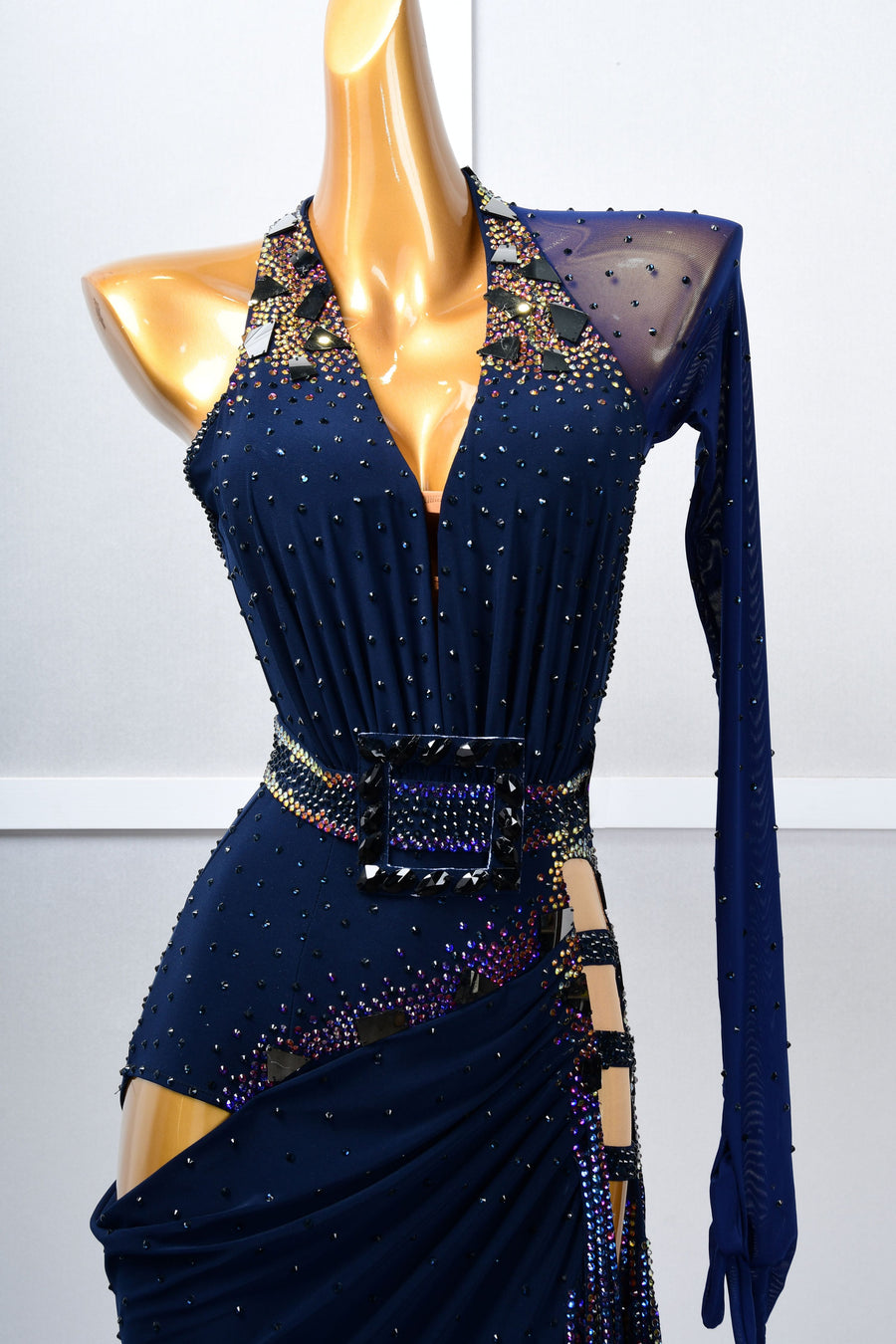 Crystalline One-shoulder beaded Latin Dress Latin/Rhythm # L5063