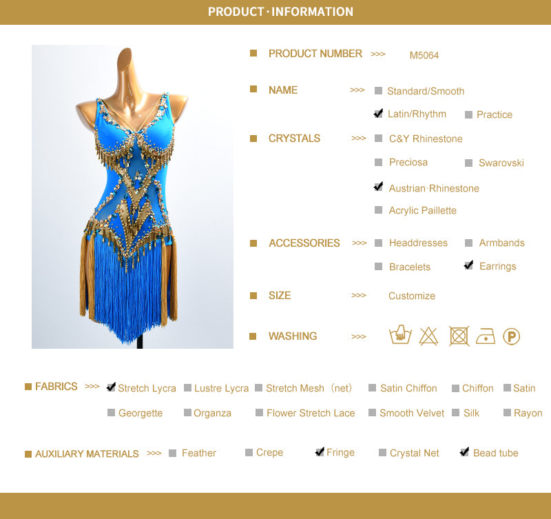 Golden Line  Crystallized Fringe Latin Dress Latin/Rhythm # L5064