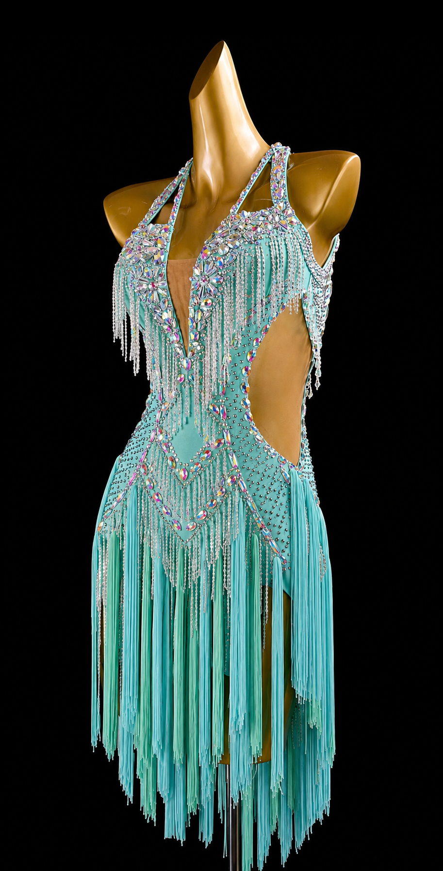 Crystalline Beaded&Fringe Latin Dress  Latin/Rhythm 