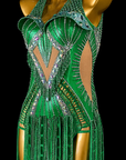 Crystalline shimmering metallic Fringe Latin Dress  Latin/Rhythm 