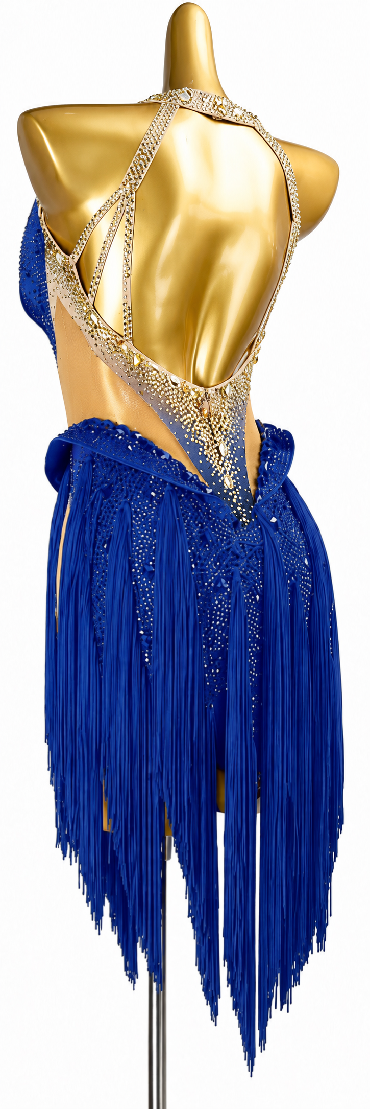 Fully Golden Crystals and Pearls Fringe Dress Latin/Rhythm  