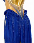 Fully Golden Crystals and Pearls Fringe Dress Latin/Rhythm  