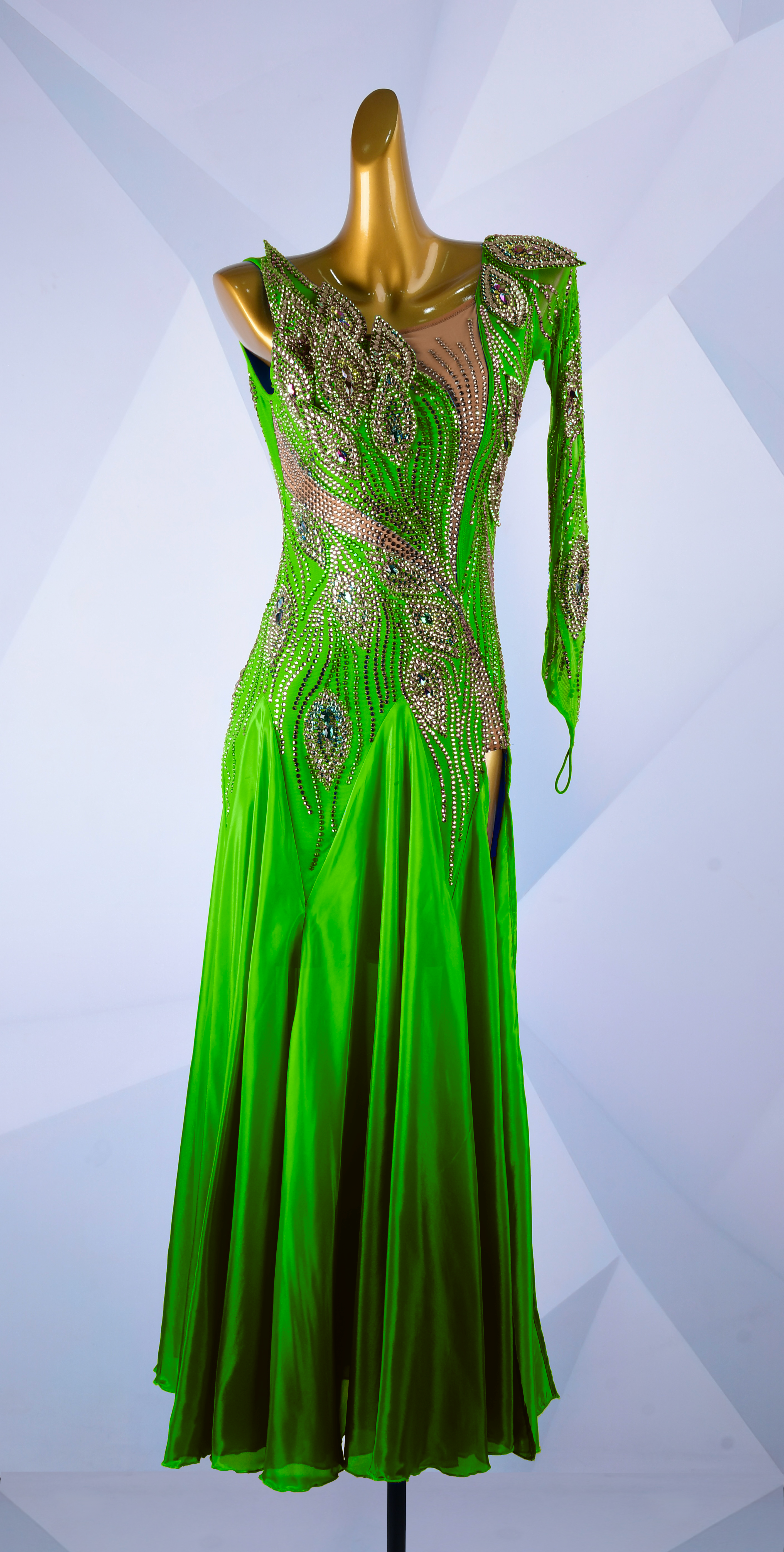 Crystalline Peacock Gradient Chiffon Skirt American Smooth Dress Standard/Smooth 