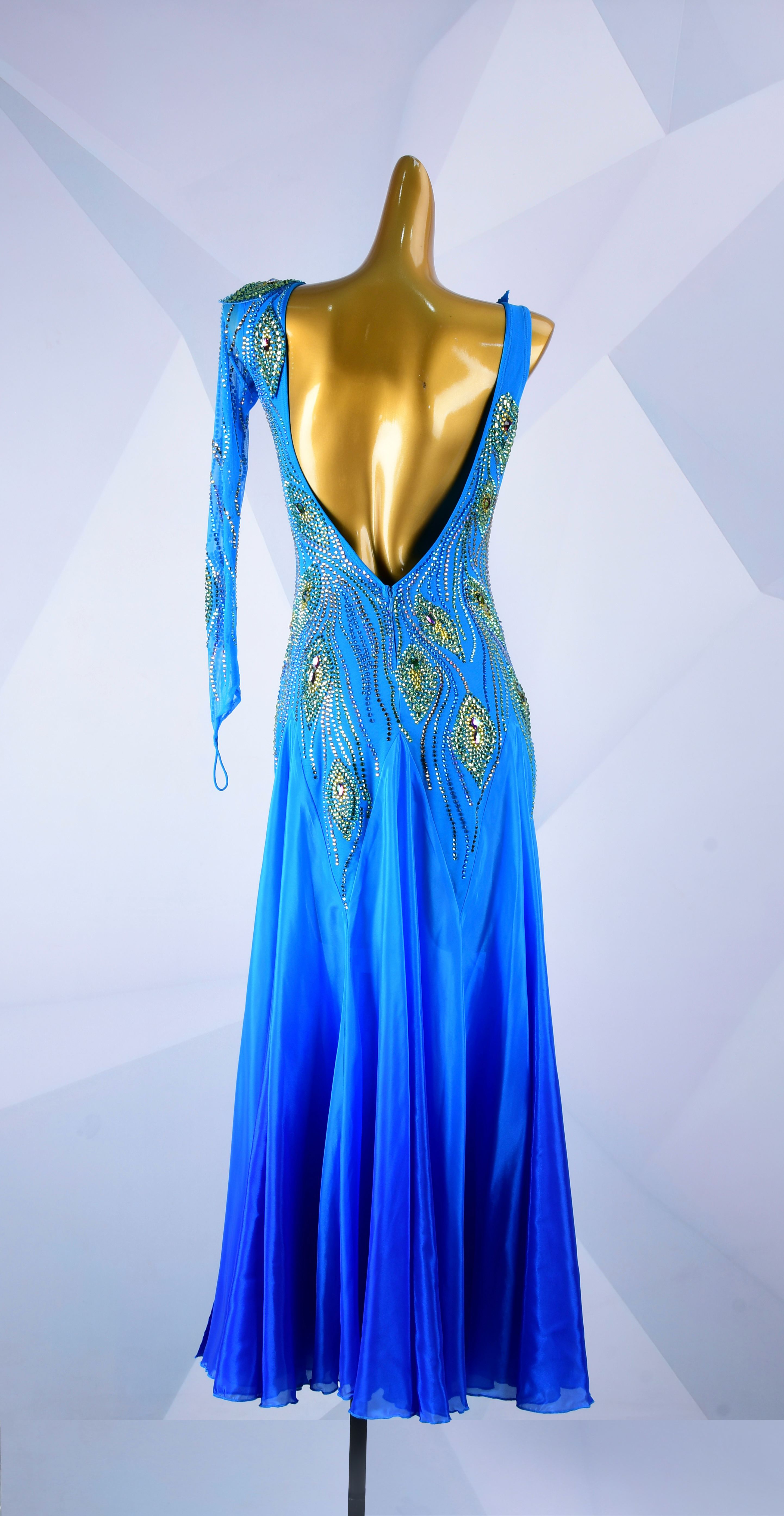 Crystalline Peacock Gradient Chiffon Skirt American Smooth Dress Standard/Smooth 