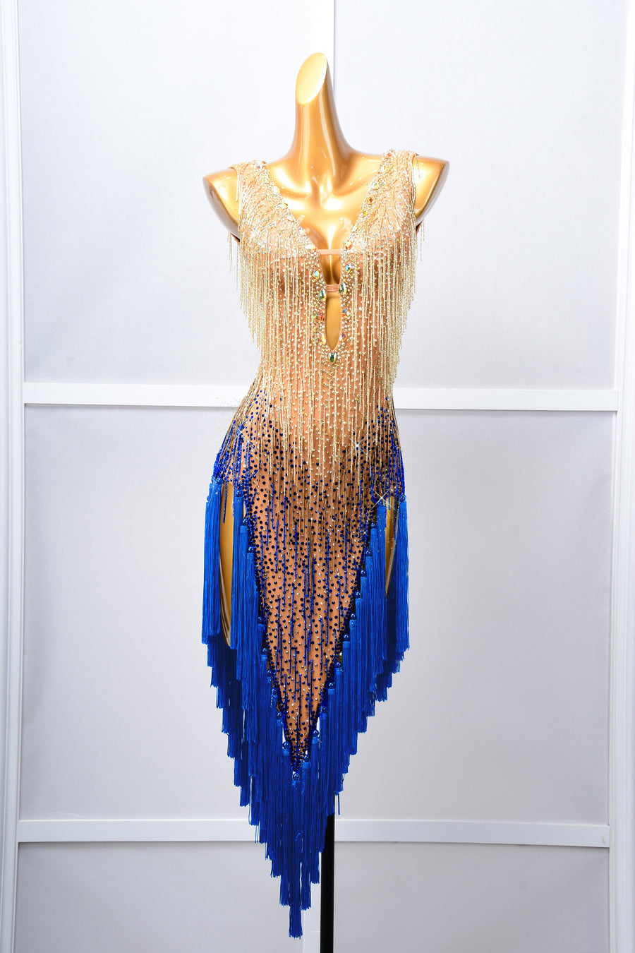 Crystalline Beaded Fringe Latin Dress Latin/Rhythm # L5058