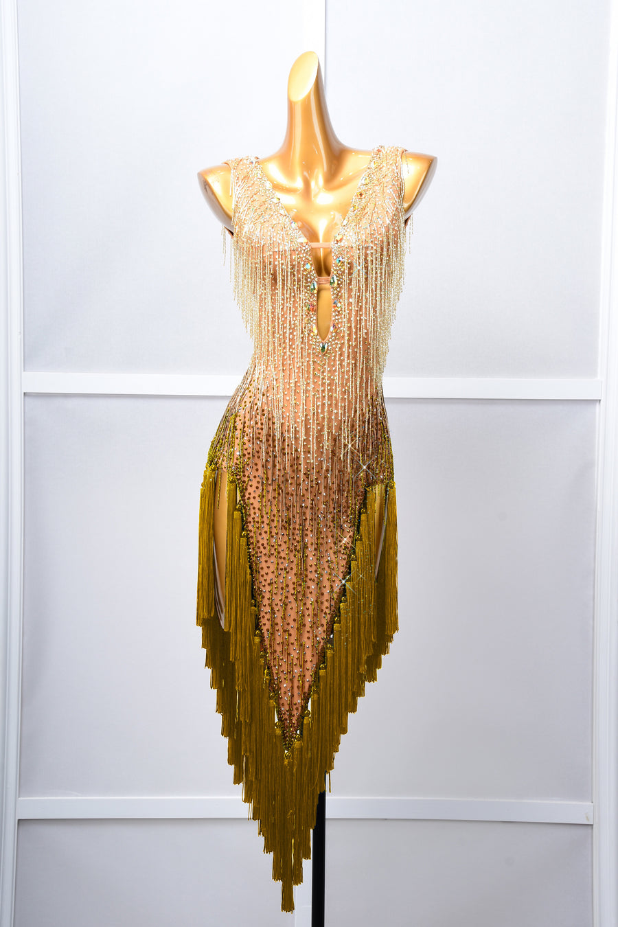 Crystalline Beaded Fringe Latin Dress Latin/Rhythm # L5058