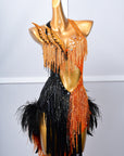 Crystalline Beaded Ostrich Feather Latin Dress Latin/Rhythm 