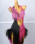 Crystalline Beaded Ostrich Feather Latin Dress Latin/Rhythm 