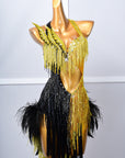 Crystalline Beaded Ostrich Feather Latin Dress Latin/Rhythm 