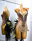 Crystalline Leopard Print Latin Feather Dress Latin/Rhythm 