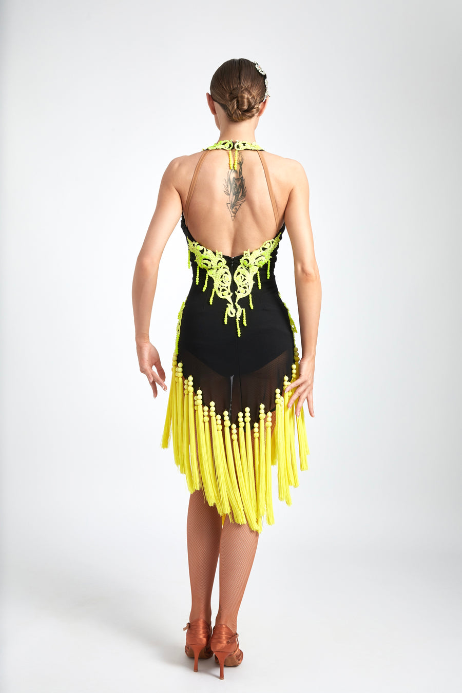 Crystalline Fluorescent Stone Fringe Latin Dress Latin/Rhythm # L5176