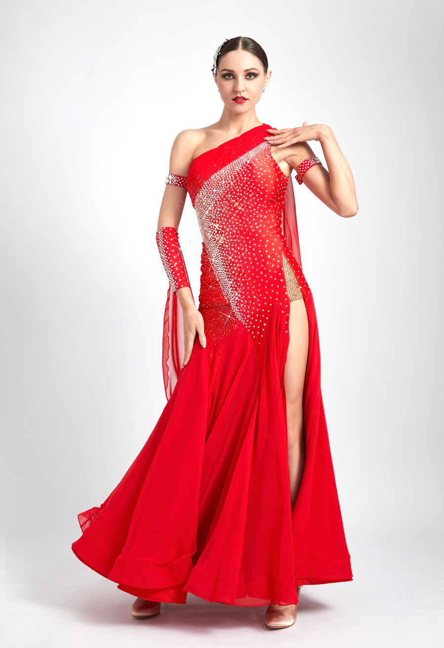 Glittering One Shoulder Smooth Dress Standard/Smooth # M-S3985