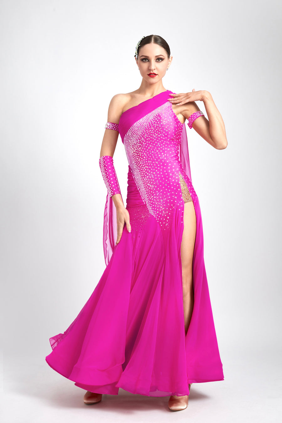 Glittering One Shoulder Smooth Dress Standard/Smooth # M-S3985