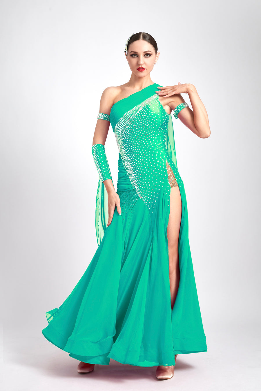 Glittering One Shoulder Smooth Dress Standard/Smooth # M-S3985