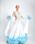 Ostrich Feathers crystallized Ballroom Dress Standard/Smooth 