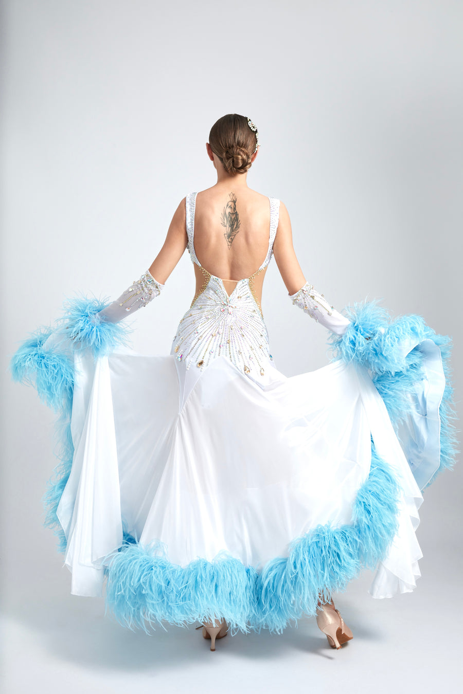 Ostrich Feathers crystallized Ballroom Dress Standard/Smooth # M4207