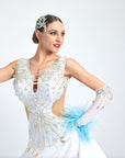 Ostrich Feathers crystallized Ballroom Dress Standard/Smooth 